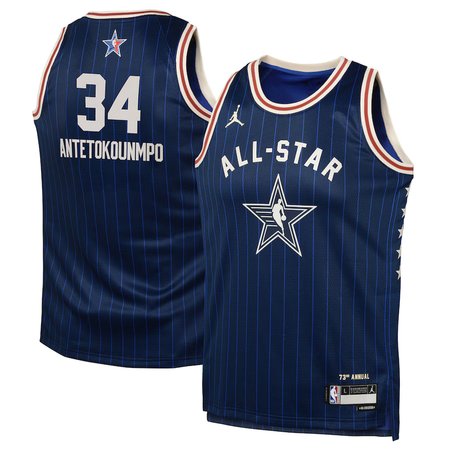 Youth #34 Giannis Antetokounmpo Jordan Brand Navy 2024 NBA All-Star Game Swingman Jersey